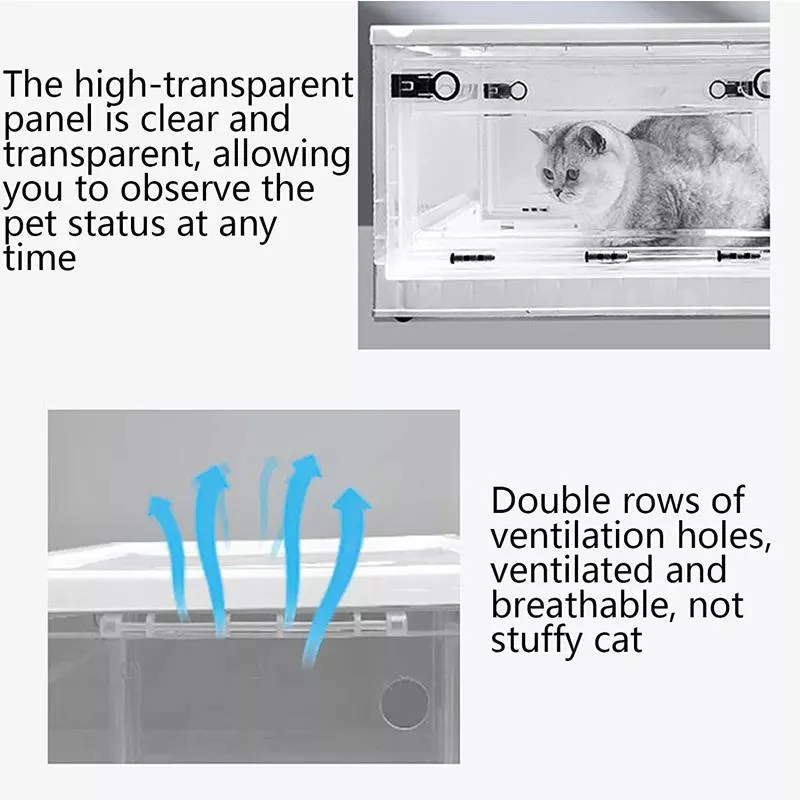 Cat Dog Animal ICU Nest Chamber Oxygen Inhaler PVC Anti Scratch Folding Pet Nebulization Box Oxygen Concentrator for Pet